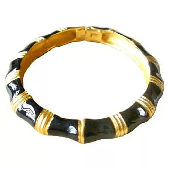 【Kenneth Jay Lane】好萊塢巨星名媛最愛~鑲金埃及竹節手環~黑色