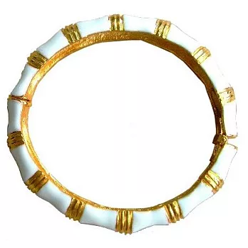 【Kenneth Jay Lane】好萊塢巨星名媛最愛~鑲金埃及竹節手環／白色