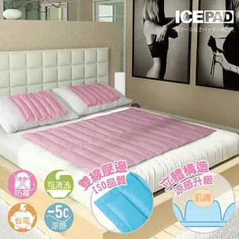 ICE PAD 酷暑清涼持久冷凝床墊粉紅夢幻組-1床2枕(重10kg)