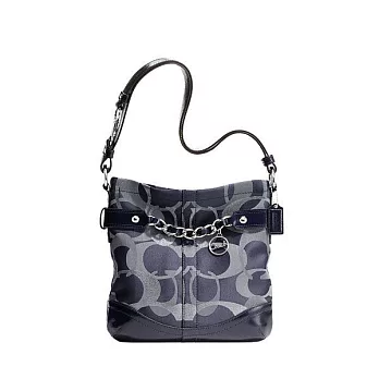 COACH 新款 藍色漸層C Logo織布肩背/斜背二用包藍色漸層