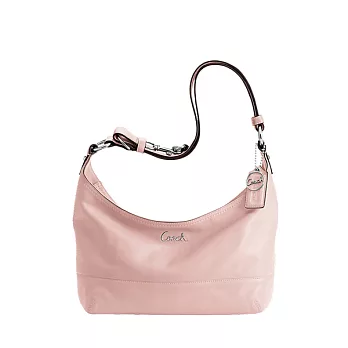 COACH 粉色草寫Logo皮革側肩/斜背兩用包粉色