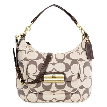 COACH KRISTIN系列造型C logo咖啡彎月款式肩背包咖啡