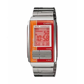 CASIO 世紀新潮流電子液晶休閒腕錶-橘-LA-201W-4A