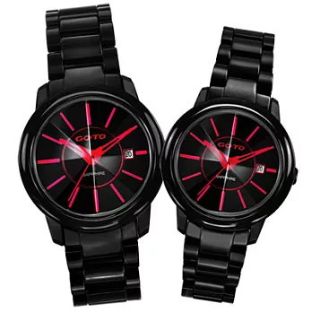 GOTO 時尚冒險輕薄都會對錶(黑紅)