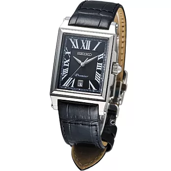 SEIKO Premier系列英倫紳士腕錶 7N32-0DS0D 黑面皮帶 SKK719J1