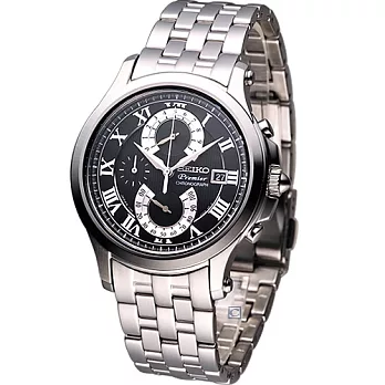 SEIKO Premier系列 雙逆跳計時腕錶(7T85-0AC0D)黑SPC067J1
