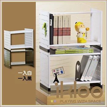 【ikloo】貴族風可延伸式組合書櫃/書架二入組-一黑一白現代白x1、尊爵黑x1