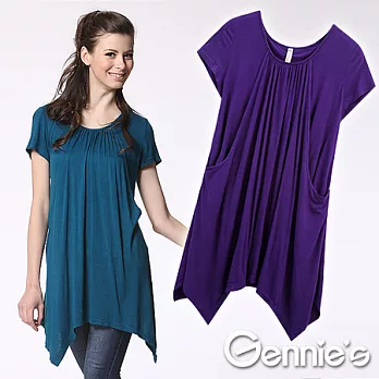 【Gennie’s奇妮】不規則剪裁垂墜感春夏長版哺乳衣(GNA47)M紫