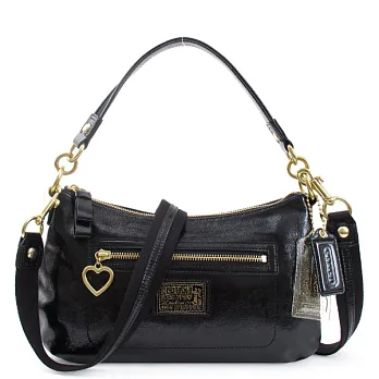 《COACH》POPPY系列 黑色漆皮肩側背兩用包黑色
