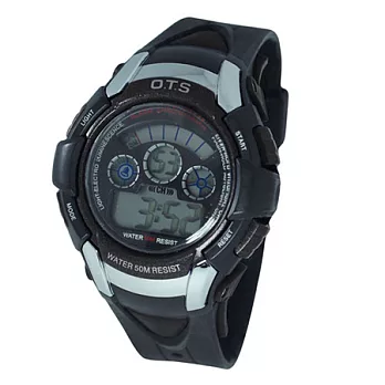 O.T.S奧迪斯-七彩冷光運動電子錶-356（黑色）