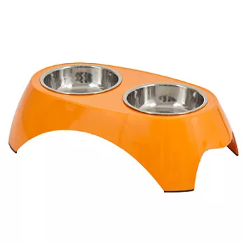 美國Petmate 彩色繽紛雙碗(5色)橘色