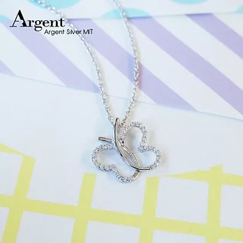 【ARGENT銀飾】「線蝶(白K金)」 16吋純銀項鍊