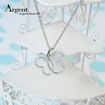 【ARGENT銀飾】「線蝶(白K金)」 18吋純銀項鍊