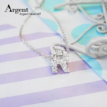 【ARGENT銀飾】「純銀-金蔥-立體字母R」18吋純銀項鍊