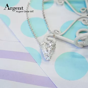 【ARGENT銀飾】「純銀-金蔥-立體字母V」16吋純銀項鍊