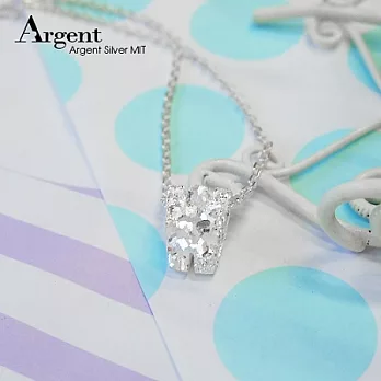 【ARGENT銀飾】「純銀-金蔥-立體字母W」16吋純銀項鍊