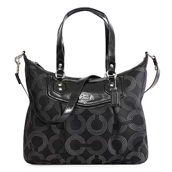 《COACH》黑色點點織布兩用波士頓包黑色