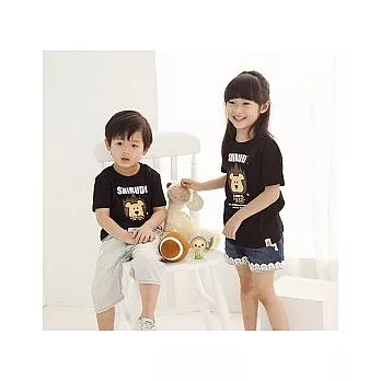 LOGO獅系列親子裝情侶上衣T恤-小孩90黑