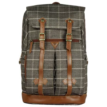 OUTDOOR 復古學院格紋電腦包-墨綠格紋