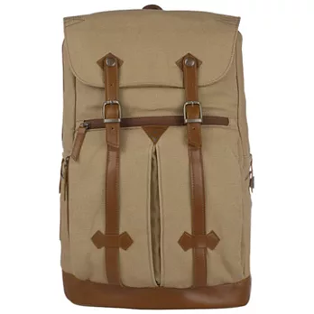 OUTDOOR 復古學院帆布電腦包-卡其/大