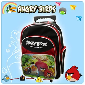 【Angry Birds】憤怒鳥㊣版授權 16吋經典拉桿四層後背書包(三色)黑