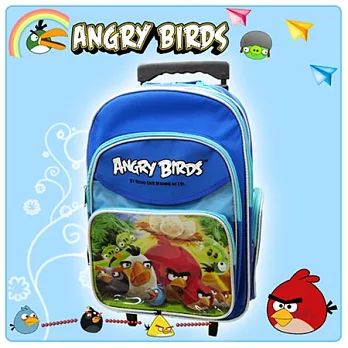 【Angry Birds】憤怒鳥㊣版授權 16吋經典拉桿四層後背書包(三色)藍
