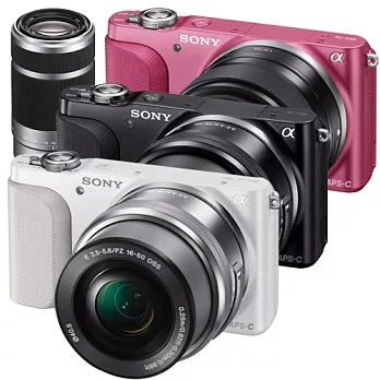 SONY NEX-3N+16-50mm+55-210mm變焦雙鏡組(中文平輸) - SD16GB(C10)+專用鋰電池+座充+相機包+UV濾鏡*2+讀卡機+清潔組+硬保白