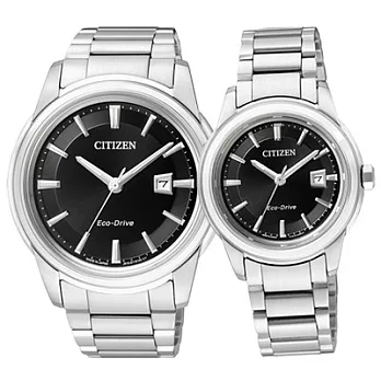 CITIZEN曙光榮耀日期都會對錶(銀黑)