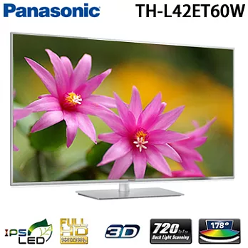 Panasonic TH-L42ET60W 42吋 國際牌 3D WiFi液晶電視【公司貨】送 抗菌涼被、森林戰士運動毛巾或運動帽 *內附2支被動式3D眼鏡.