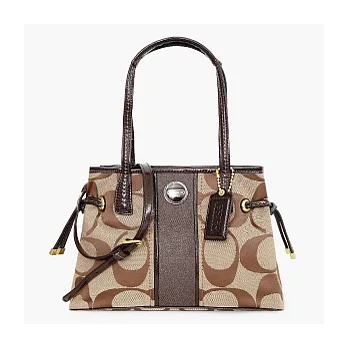 《COACH》卡其/咖_C LOGO 直條肩背斜背兩用包卡其/咖