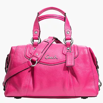 《COACH》粉紫色_皮革手提/側肩背波士頓包粉紫色