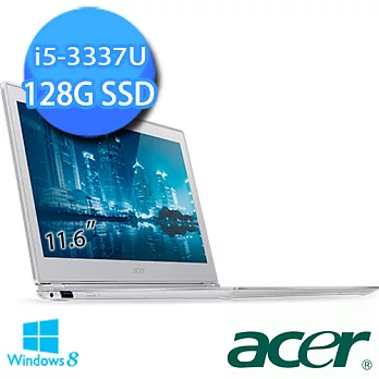 【Acer】 S7-191-53334G12ass03 Win8 觸控筆電 (i5-3337U/11.6吋/4G/128GBSSD/Win8/銀)銀色