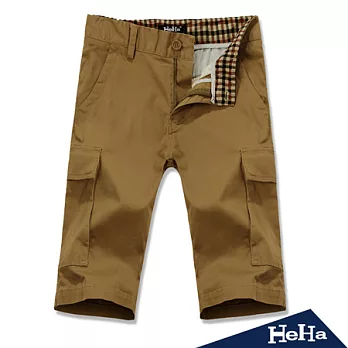 【HeHa】時尚軍旅風多口袋休閒五分褲(共二色)L卡其