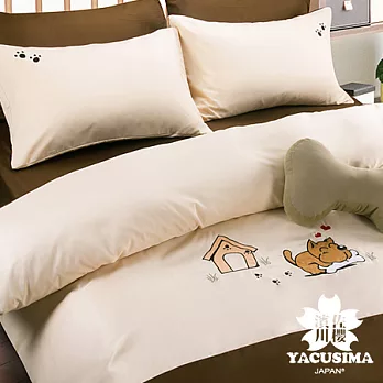 【濱川佐櫻-淘氣狗狗】單人三件式貼布繡被套床包組