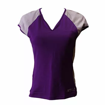 【HILL】喜雅短袖V領剪裁韻律服 -M紫色