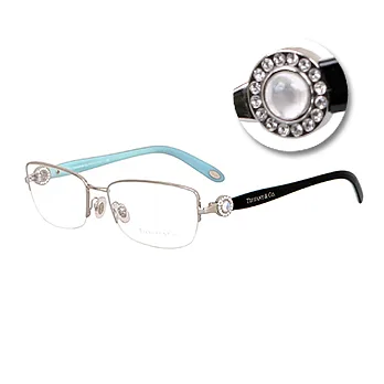 Tiffany&CO;. 珍珠鑲鑽光學眼鏡 銀 # TF-1057G-6001