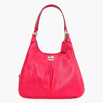 《COACH》調酒紅_高質抓褶感素面皮革手提/肩背賈姬包調酒紅