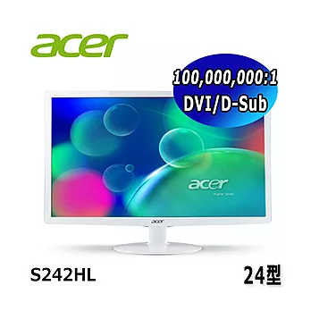 acer S242HL 24吋LED螢幕-簡約白