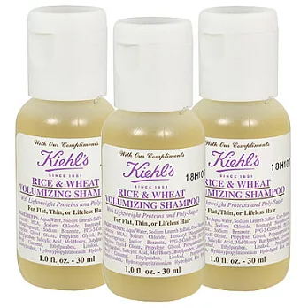 Kiehl’s契爾氏 米麥蛋白豐盈洗髮精(30ml)*3-2014.01