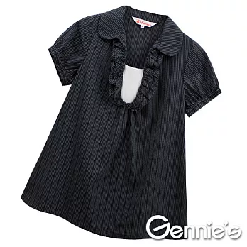 【Gennie’s奇妮】純棉直條紋．春夏孕婦上衣(G3176)M黑