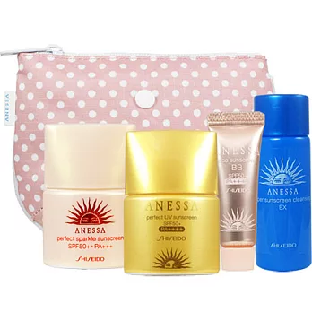 SHISEIDO 資生堂 ANESSA 安耐曬 黃金鑽級(A+)BB霜全能防曬粉珠光5件組