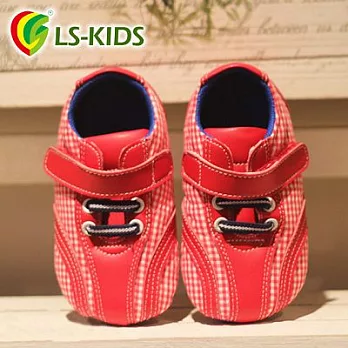 【LS-KIDS】手工精製皮革學步鞋(紅白馬賽克) 13紅白