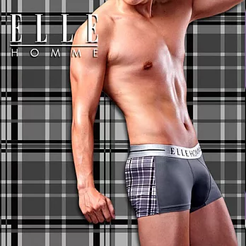 ELLE HOMME 印花狂潮四角褲/男內褲-優雅格紋M灰色底紫色格紋