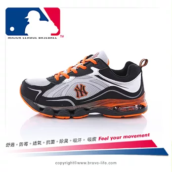 MLB大聯盟洋基 ~ 避震氣墊運動鞋 (黑橘)男女鞋款38黑橘色