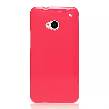HTC One M7 亮面保護殼 玫瑰紅 防滑 防摔紅色