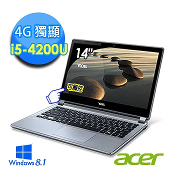 【Acer】V5-473PG-54204G1Taii03 纖薄高效能獨顯筆電(i5-4200U/14＂/4G獨/1TB/Win8/觸控)酷鋼灰