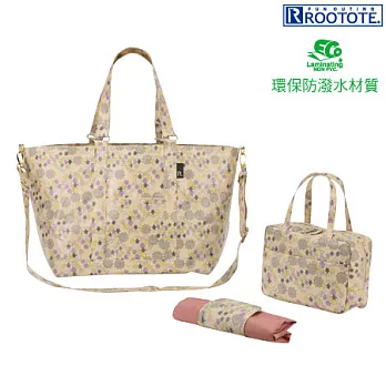 日本ROOTOTE可愛印花環保防潑水大容量兩用媽媽包-花園(741902)