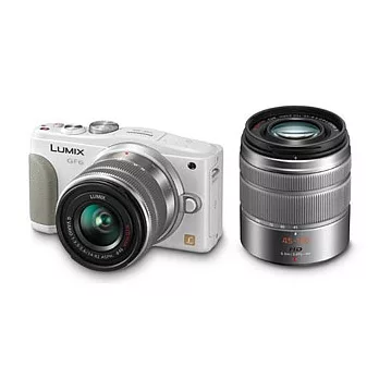【Panasonic】GF6+14-42mm +45-150mm雙鏡組(公司貨)+32GC10+專用電池X2+大吹球清潔組+拭鏡筆+保護鏡X2+原廠包+HDMI-白色