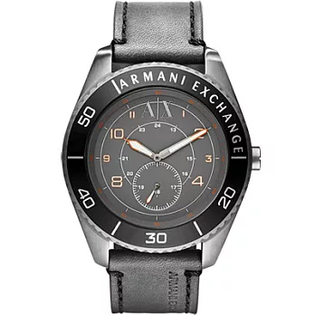 A│X Armani Exchange 科技人性都會運動腕錶(皮帶-灰)