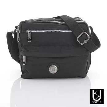 【US.style】S.style 防水皺皺布 超輕量 二格層 隨身方包/肩背包/斜背包(經典黑)
